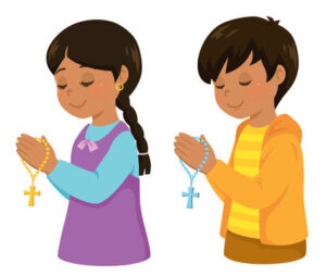 New believer children praying illustration